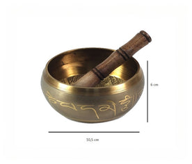 Cuenco tibetano decorado – Vibración sanadora para meditación y limpieza energética 11 x 5,5 cm