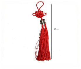 Amuleto con nudo infinito y símbolo de la doble felicidad en hilo rojo para atraer amor y armonía con medidas