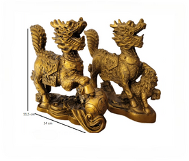 Imagen de referencia de medidas de la figura Chi Lin: 11,5 cm de alto x 14 cm de ancho