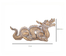 Imagen con medidas de la figura de dragón: 72 cm de largo x 38,5 cm de alto