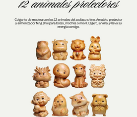 Colgantes protectores de madera con los 12 animales del zodiaco chino – Zona Feng Shui