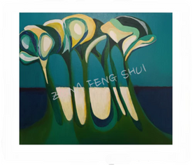 Medidas del cuadro Árboles Tulipanes de Irene: 46 cm de ancho x 38 cm de alto

