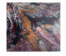 Imagen del cuadro “Lava de Esperanza”, pintura abstracta con colores tierra, fuego y esperanza púrpura