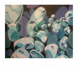Cuadro original Piedras Burbuja de Irene, pintura energética del elemento Agua
