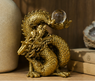 Figura de Dragón Chino dorado con bola de cristal para Feng Shui, prosperidad y buena fortuna