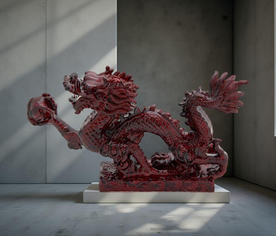 Figura de Dragón Rojo Feng Shui con decoración para activar la buena fortuna