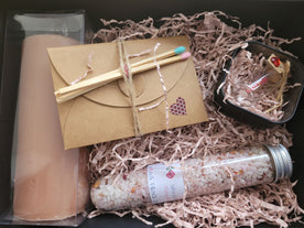 kit del amor con vela, sales de baño e instrcciones