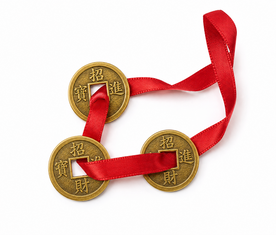 Moneda china dorada Feng Shui de 2 cm con abertura cuadrada, símbolo tradicional de prosperidad y buena fortuna zfs