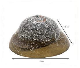 Medidas del orgonite redondo grande: 9 cm de diámetro x 6,5 cm de alto