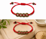 Pulsera Feng Shui de cordón rojo con monedas chinas de 1 cm, amuleto tradicional de prosperidad y buena fortuna