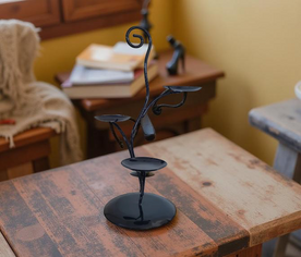 Soporte de madera para tres portavelas Flor de Loto, perfecto para crear un altar equilibrado