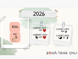 Tong Shu BaZi Calendar 2026–2027 showing daily combinations, clashes and Feng Shui energies for the Year of the Fire Horse